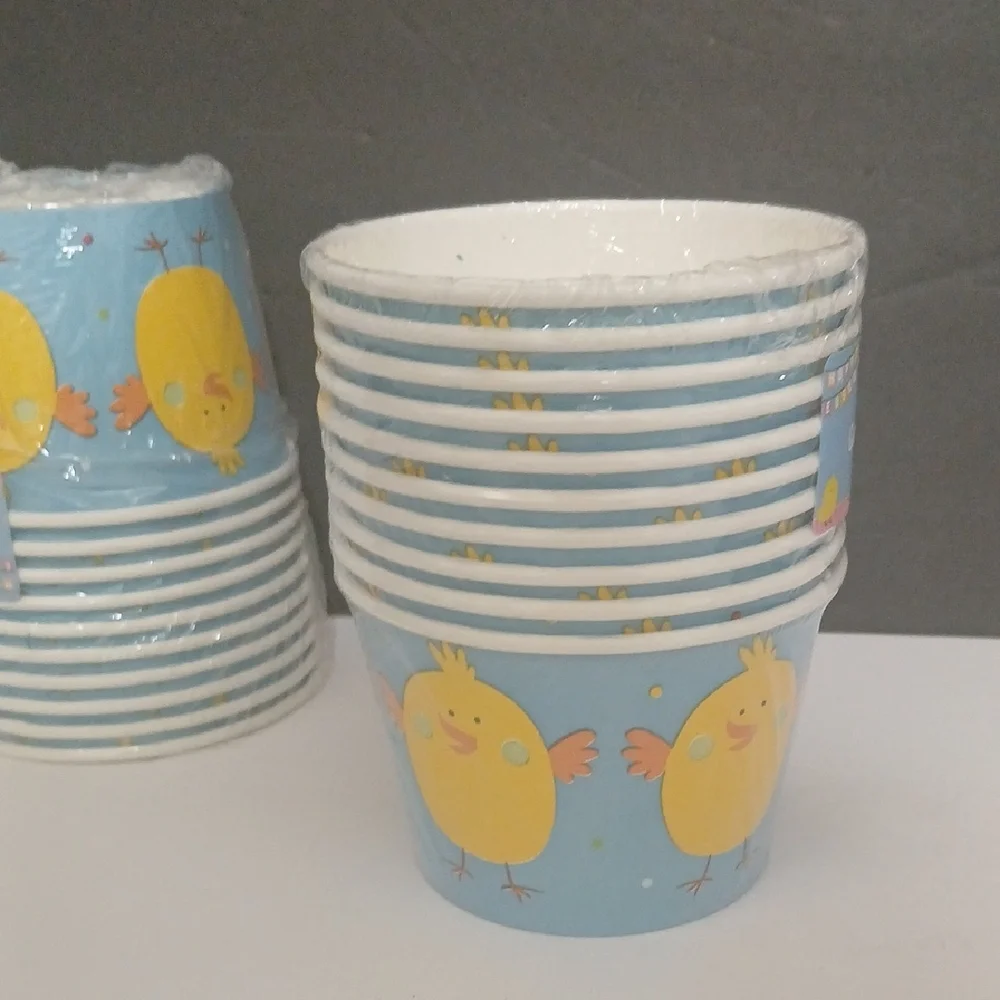 Easter Pastel Chick Disposable Luncheon Napkins & Cups Tableware Set NEW